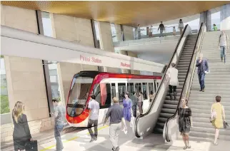  ??  ?? A rendering of the platform level of Pimisi Station. Experts predict developmen­t around LRT stations.