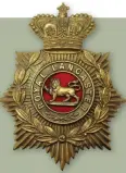  ??  ?? Other ranks helmet plate for the King’s Royal Lancaster Regiment