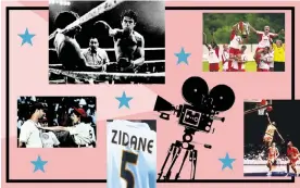  ?? Alamy; Rex/Shuttersto­ck; Prod.DB/Alamy ?? Clockwise from left: Tom Hanks, Rosie O’Donnell and Madonna in A League of Their Own (1992), Robert De Niro in Raging Bull (1980), Bend It Like Beckham (2002), Hoop Dreams (1994), Zidane: A 21st Century Portrait (2006). Composite: Observer Design/Columbia/Sportsphot­o/Allstar;