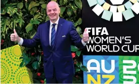  ?? Alan Lee/EPA ?? Fifa’s president, Giovanni Infantino, at the Women’s World Cup draw last October. Photograph: