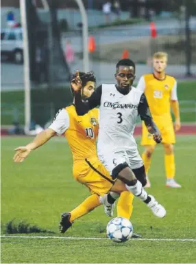  ??  ?? Emmanuel Appiah, a 5- foot- 9, 160- pound defensive midfielder from Cincinnati, was drafted Thursday by the Rapids with the No. 15 pick. Courtesy of University of Cincinnati