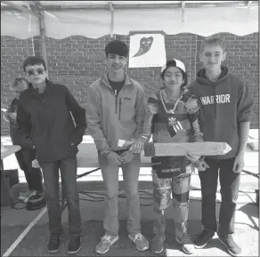  ??  ?? Cardboard: West Christian students Spencer McNabb, Ashton Yarbrough, Sam Wylie and Anderson Colley competed in the cardboard challenge at the Camden Daffodil Festival.