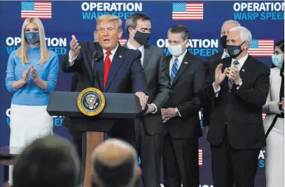  ?? Evan Vucci The Associated Press ?? President Donald Trump speaks during an Operation Warp Speed vaccine summit Tuesday at the White House.