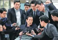  ?? KIM HONG-JI / REUTERS ?? Lotte Group founder Shin Kyuk-ho arrives at court in Seoul on Monday.