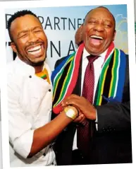  ??  ?? Chef Lentswe had the opportunit­y to chew the fat with Cyril Ramaphosa during the World Economic Forum in Davos, Switzerlan­d.