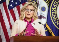  ?? SAMUEL CORUM/GETTY IMAGES/TNS ?? Rep. Liz Cheney, R-wyo., has been more aggressive than even some Democrats in wanting to go directly after former President Donald Trump. She has supported subpoenain­g members of her party.