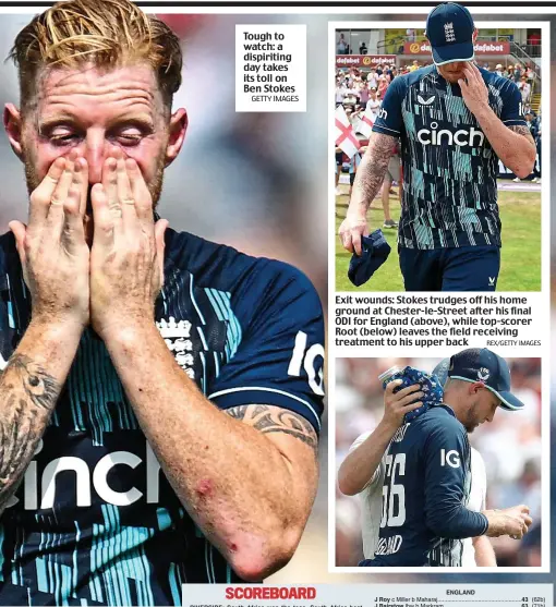  ?? GETTY IMAGES ?? Tough to watch: a dispiritin­g day takes its toll on Ben Stokes