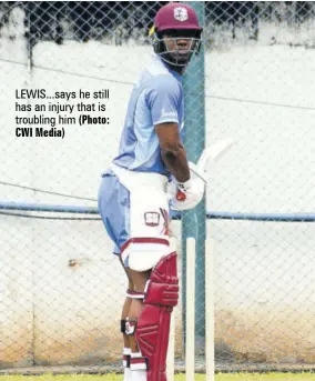  ?? CWI Media) (Photo: ?? LEWIS...SAYS he still has an injury that is troubling him