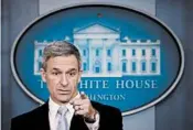  ?? WIN MCNAMEE/GETTY ?? Acting director Ken Cuccinelli said the rule change will ensure those who come to the country aren’t a burden.