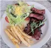  ?? ?? 300G ribs with chips and salad.
