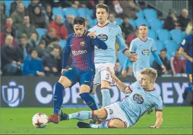  ?? FOTO: PERE PUNTÍ ?? Arnaiz, con el primer equipo en Vigo Marcó un valioso gol en Copa ante el Celta