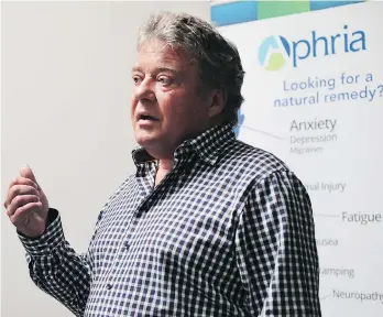  ?? DAN JANISSE/FILES ?? Aphria CEO Vic Neufeld says there are “supply chain issues abounding everywhere” with every licensed producer, increasing the likelihood of “sold out signs” on online pot sales portals across Canada.