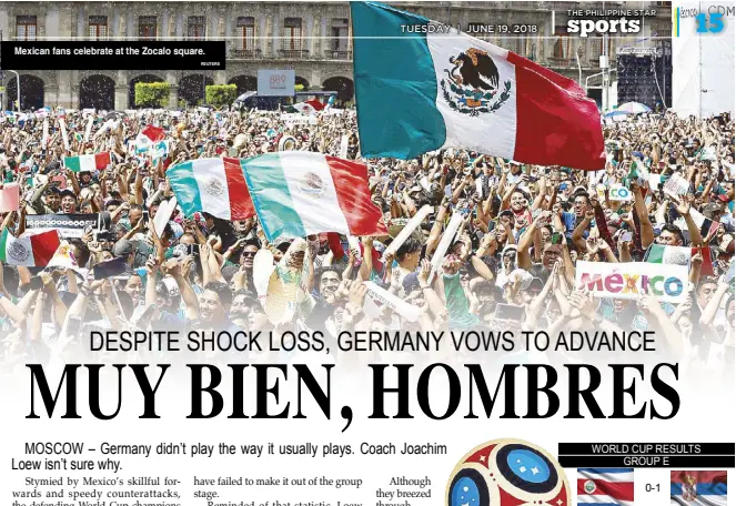  ??  ?? Mexican fans celebrate at the Zocalo square.