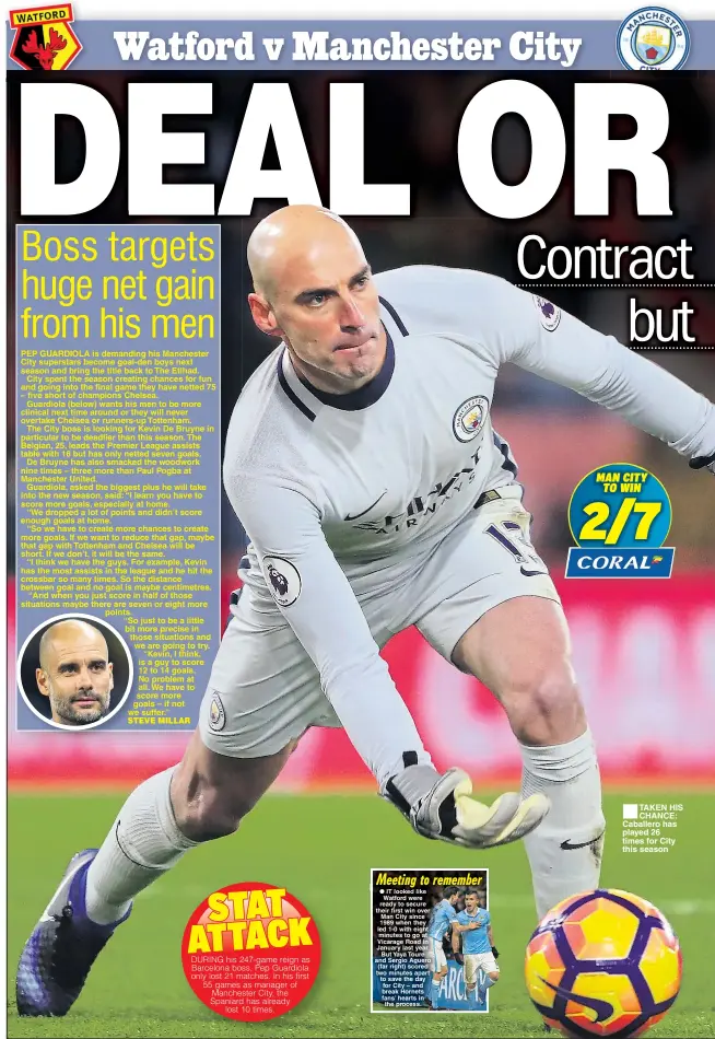  ??  ?? TAKEN HIS CHANCE: Caballero has played 26 times for City this season