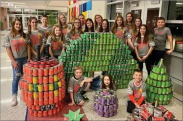  ?? COURTESY OF VOLUNTEER CORPS OF READING ?? The Canstructu­re Contest runner-up team from the Wilson School District.