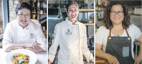  ??  ?? Chefs Isabel Chung, left, Melissa Craig and Nicole Gomes will host the ELLEvate TogetHER cancer fundraiser on Nov. 12 at the Fairmont Chateau Whistler.