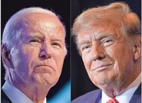  ?? AP ?? President Joe Biden, left, and former President Donald Trump may start campaignin­g differentl­y once they become the presumptiv­e nominees.