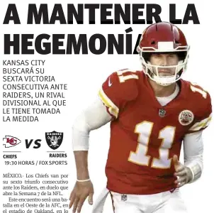  ??  ?? 19:30 HORAS / FOX SPORTS Alex Smith,