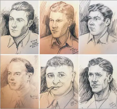  ?? AP PHOTO ?? These sketches provided by Ira Dube of U.S. Army 27th Infantry Division soldiers were among more than a dozen done by his father, Stan Dube, during World War II. Ira Dube, found them stashed in the attic of his sister’s home. Now Ira Dube is hoping to...