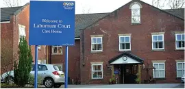  ??  ?? Laburnum Court care home in Salford, where the attacks were filmed