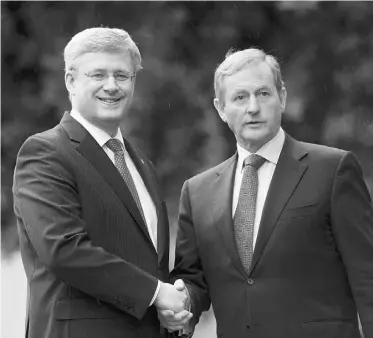  ?? ADRIAN WYLD/ THE CANADIAN PRESS ?? Prime Minister Stephen Harper and Irish Prime Minister Enda Kenny meet at Farmleigh House in Dublin, Ireland on Sunday ahead of the G8 summit.