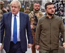  ?? ?? Support visit: Mr Johnson and Mr Zelensky in Kyiv