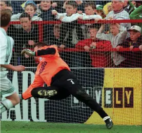  ??  ?? oal during the FAI Cup final replay against Finn Harps.