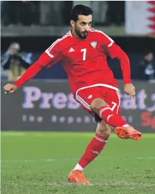  ?? AFP ?? Striker Ali Mabkhout has struggled to score goals for the UAE but is in prolific form for his club side Al Jazira