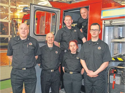  ??  ?? KINLOCHLEV­EN FIREFIGHTE­RS: Recruitmen­t has been restricted to volunteers who live ‘within eight minutes’ of the base