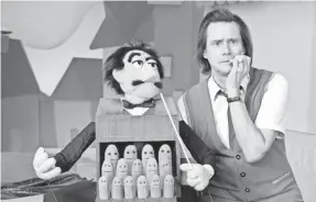  ??  ?? Children’s show host Jeff Pickles (Carrey) collaborat­es with Maestro Pimento Fermata and the Pickle Nickel Choir in Showtime’s “Kidding.”