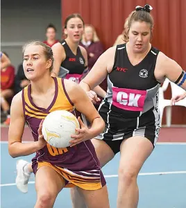  ?? ?? Left: April Bethune was given a big task in the A grade game against Sale on Saturday. Normally a defender, April switched into goal attack and impressed with her versatilit­y.