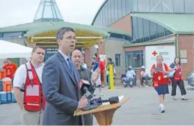  ?? STAFF FILE PHOTO ?? Berke speaks to the press in 2013 at Brainerd Recreation Center about the living situation of Patten Towers residents, who were being housed at the center after a fire.