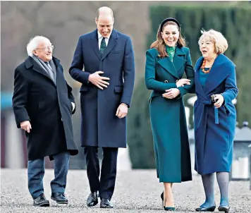  ??  ?? The Duke and Duchess of Cambridge with President Michael D Higgins and his wife Sabina