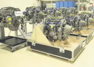  ??  ?? Unmanned aerial vehicle engines produced by TEI at its facility in Eskişehir, central Turkey, Aug. 12, 2020.