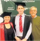  ??  ?? Kelly Savage at his graduation in 2015 with parents Martha and Mike.