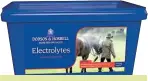  ??  ?? Add Dodson & Horrell Electrolyt­es to your horse’s feeds to replace nutrients loss through work and sweating