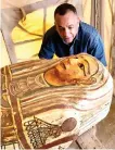  ?? AN photo ?? The sarcophagi were found at the Saqqara site in the governorat­e of Giza, south of Cairo.