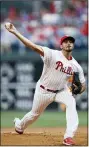  ?? MATT SLOCUM — THE ASSOCIATED PRESS ?? Phillies pitcher Zach Eflin delivers during a game against the Cincinnati Reds on June 7, 2019 at Citizens Bank Park.