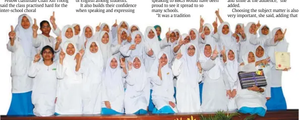  ??  ?? We did it: Joy on the faces of the SM Sains Puteri students who were tops at the competitio­n.