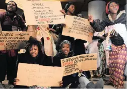  ?? PICTURE: TRACEY ADAMS ?? IRATE: Refugees protest in Waldorf Arcade in St George’s Mall in Cape Town. They are unhappy with the service they receive from officials processing their documents.