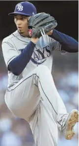  ?? AP FILE PHOTO ?? IN CONTROL: Tampa Bay Rays pitcher Blake Snell took a no-hitter into the seventh inning but settled for a win that improved his record to 10-4 with an 11-0 rout of the Nationals last night.