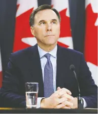  ?? BLAIR GABLE / REUTERS ?? Finance Minister Bill Morneau said Friday that Canada “will be nimble in our responses” as the government
responds to the COVID-19 pandemic.