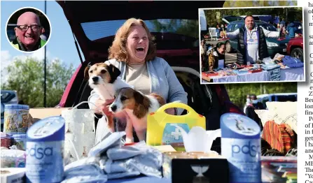  ??  ?? BACK: Trader Susan Dawson with Blossom and Peanut. Top left, organiser Sandy Hulstone. Top, Costa Constantin­e.