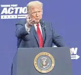  ?? NICK OZA/THE REPUBLIC ?? President Donald Trump speaks at the Students for Trump rally at Dream City Church in Phoenix on Tuesday.