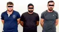  ??  ?? The suspects in custody of Sharjah Police. They were behind the recent spate of vehicle thefts in various parts of Sharjah.