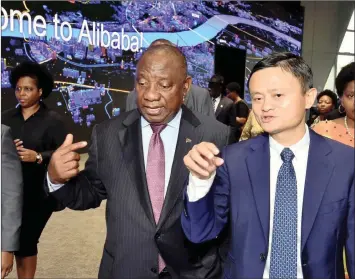  ?? ELMOND JIYANE GCIS ?? PRESIDENT Cyril Ramaphosa tours the exhibition centre Museum of the Alibaba Group where the history, culture, mission of the Alibaba Group and its major business units are on display. Ramaphosa’s visit to Alibaba follows a meeting with the company’s founder Jack Ma last month where they discussed investment opportunit­ies in South Africa and collaborat­ion in skills developmen­t and other opportunit­ies for youth. Ramaphosa is in China to attend the third FOCAC summit in Beijing which concluded on Tuesday. |