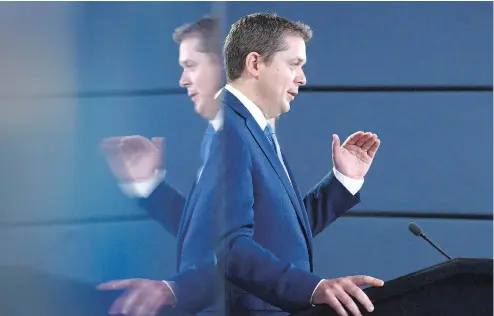  ?? SEAN KILPATRICK / THE CANADIAN PRESS ?? Andrew Scheer, leader of the federal Conservati­ve Party, said he “won’t be granting interviews going forward” with The Rebel.