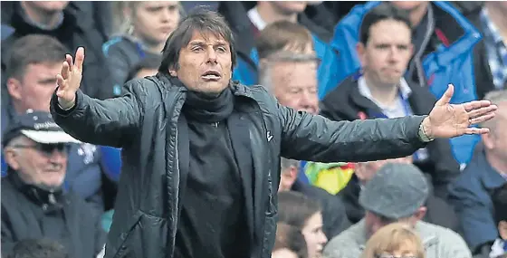  ??  ?? Chelsea manager Antonio Conte reacts during the match against Tottenham last week.