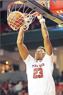  ?? (AP) ?? Texas Tech’s Jarrett Culver (23) dunks the ball during the second half of an NCAA college basketball game against Northweste­rn State on Dec 12in Lubbock, Texas.