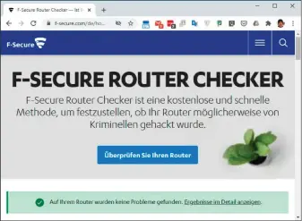  ??  ?? Mit dem Onlinetest von F-secure finden Sie heraus, ob die Dns-server-konfigurat­ion in Ihrem Router manipulier­t wurde. Einige Pc-viren nehmen solche Änderungen vor.